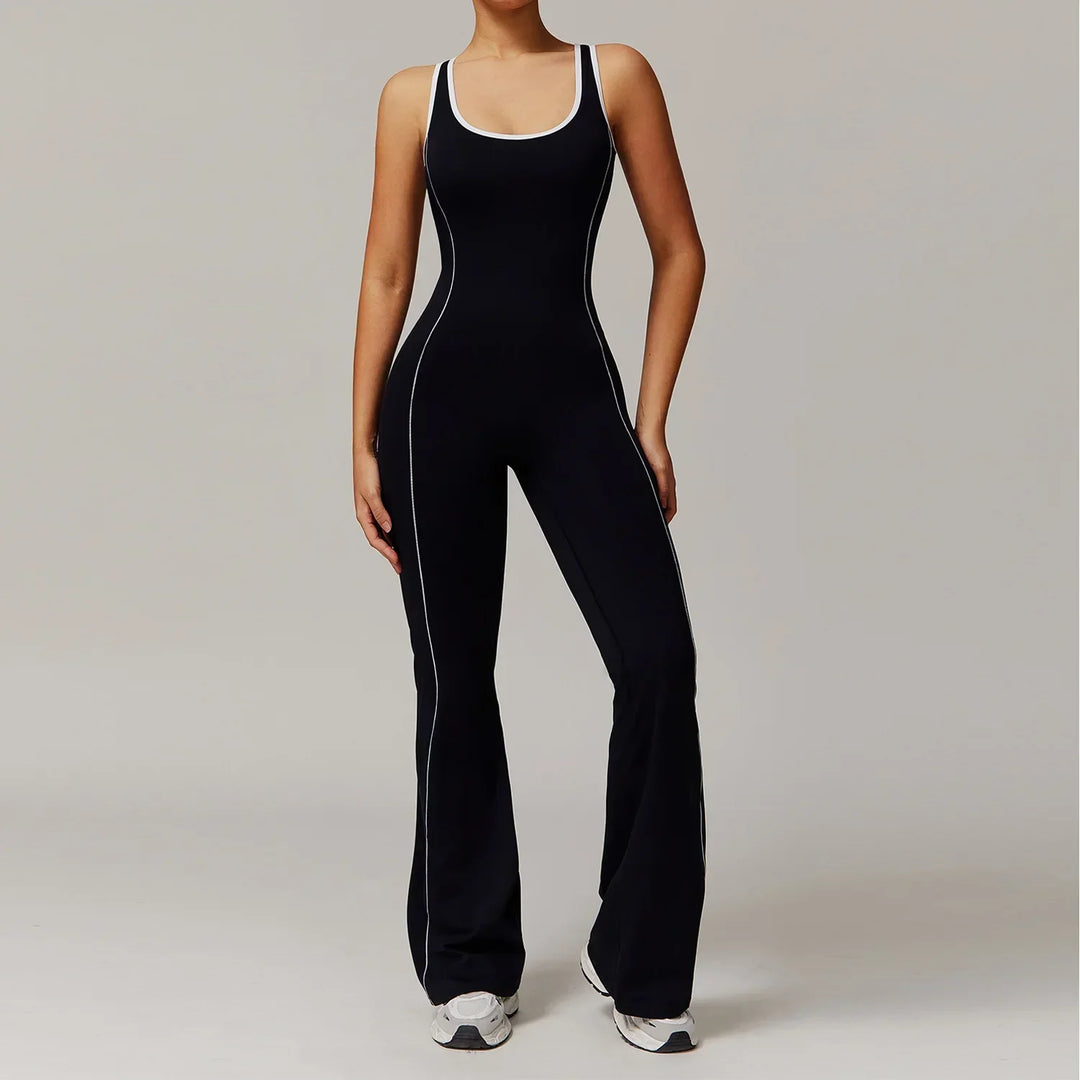 Juliette | Combinaison Femme Rose Sans Manches Jambe Évasée