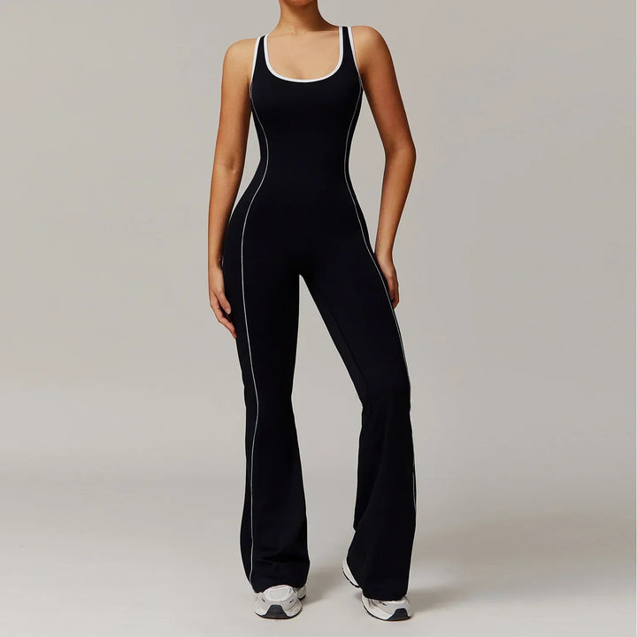 Juliette | Combinaison Femme Rose Sans Manches Jambe Évasée