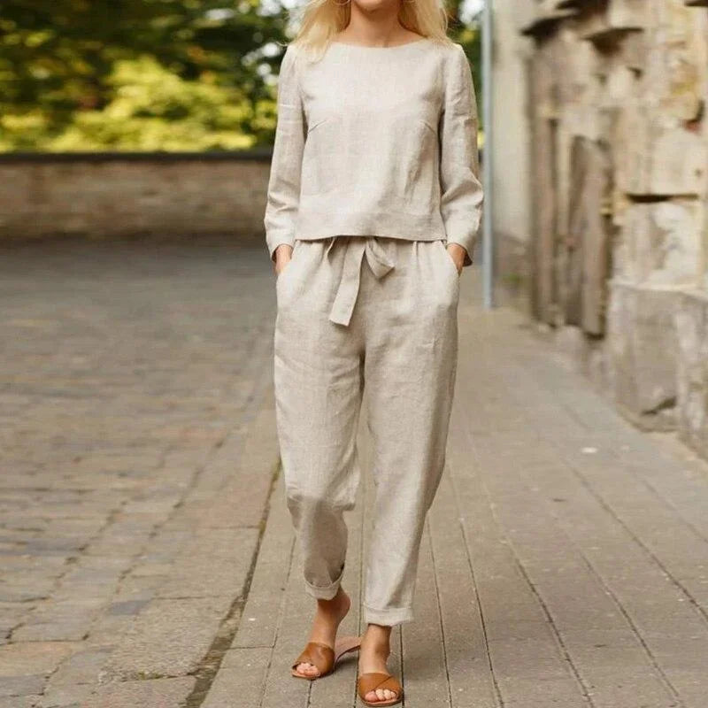 Juliette | Ensemble Deux-Pièces Lin Femme Beige