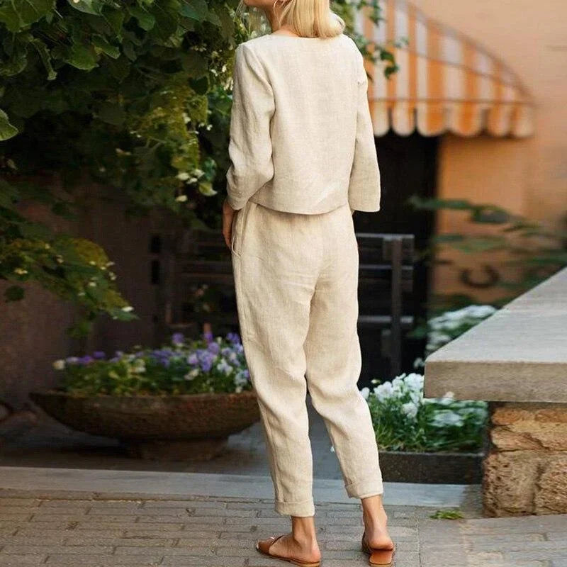 Juliette | Ensemble Deux-Pièces Lin Femme Beige
