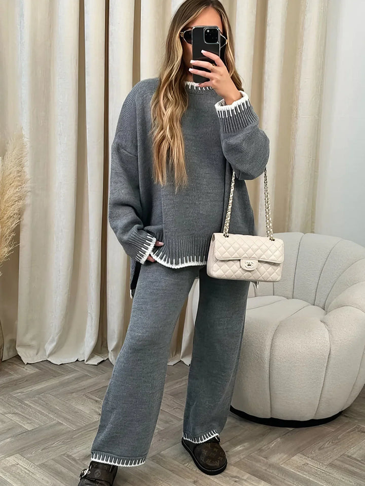 Juliette | Ensemble Loungewear Maille Femme Pantalon Large