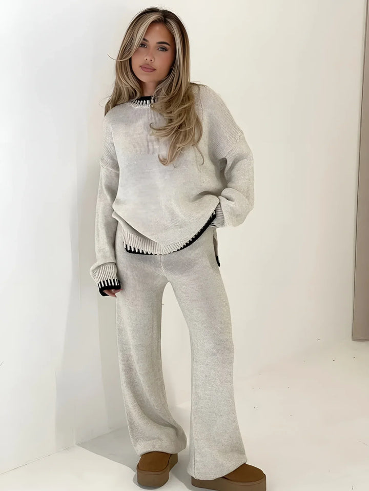 Juliette | Ensemble Loungewear Maille Femme Pantalon Large