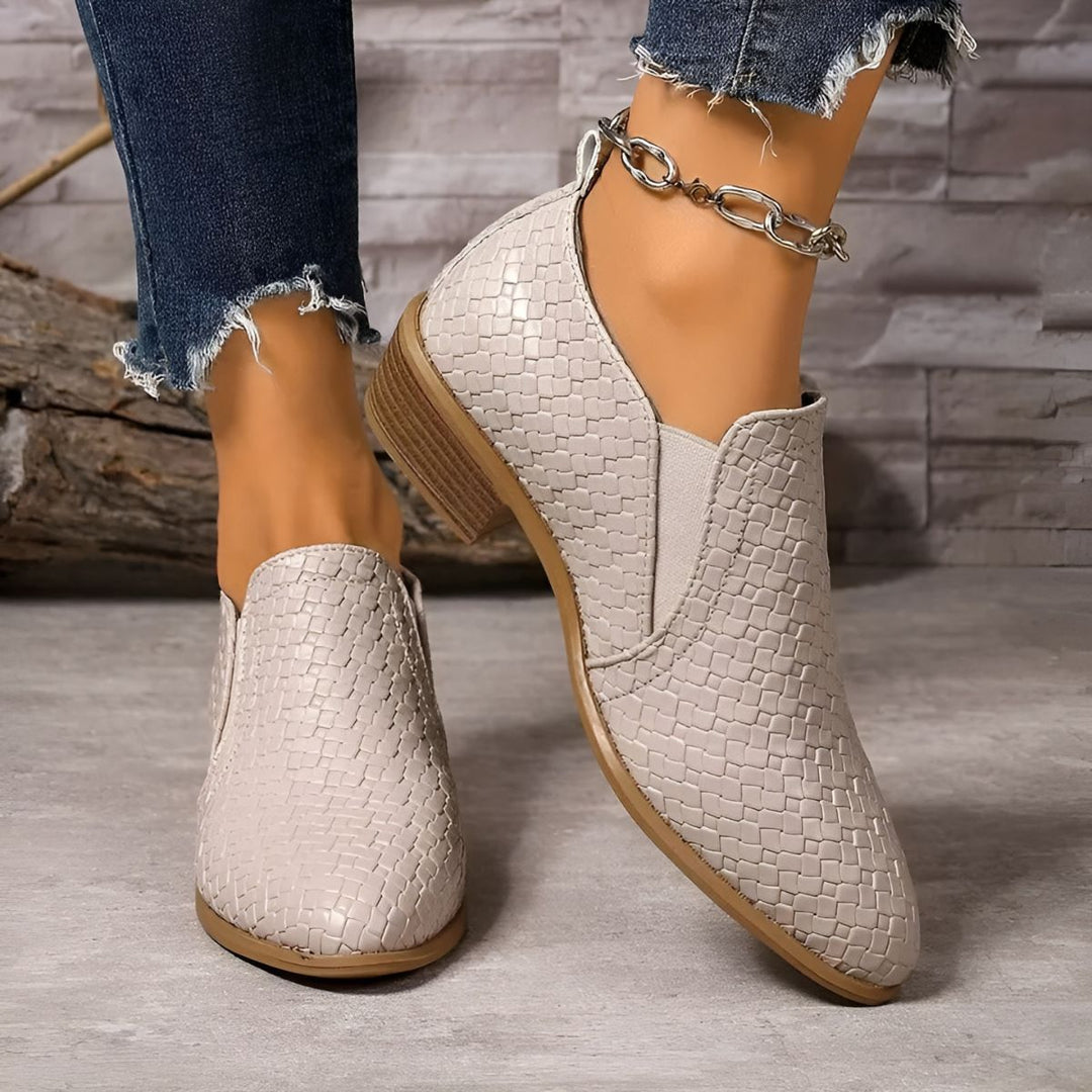 Juliette | Mocassins Femme Cuir Verni Noir à Talon Bloc