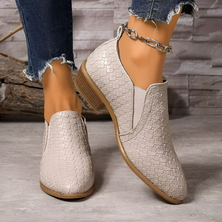 Juliette | Mocassins Femme Cuir Verni Noir à Talon Bloc