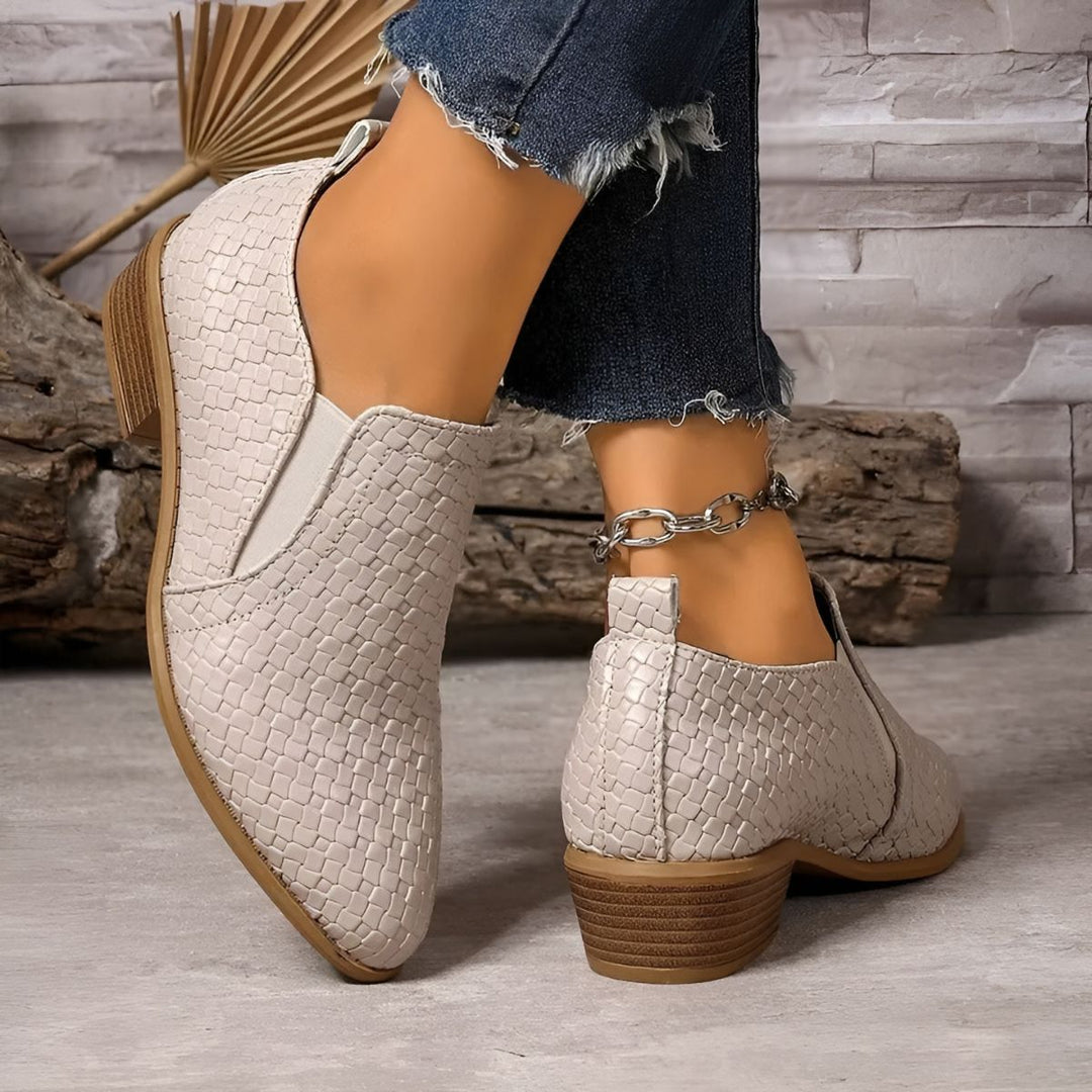 Juliette | Mocassins Femme Cuir Verni Noir à Talon Bloc
