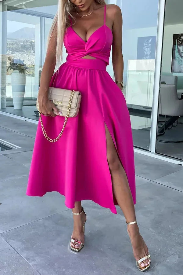 Juliette | Robe Femme Midi Soirée Fente Découpes