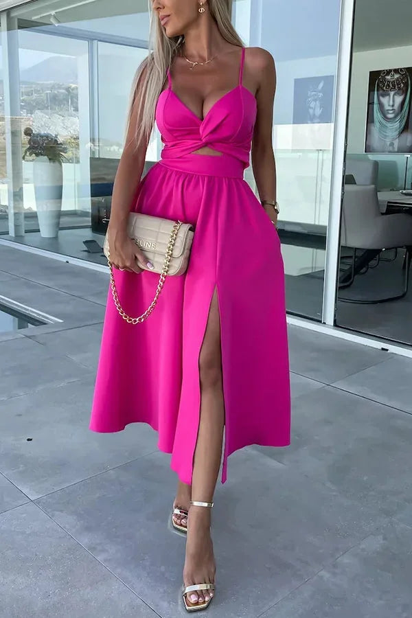 Juliette | Robe Femme Midi Soirée Fente Découpes
