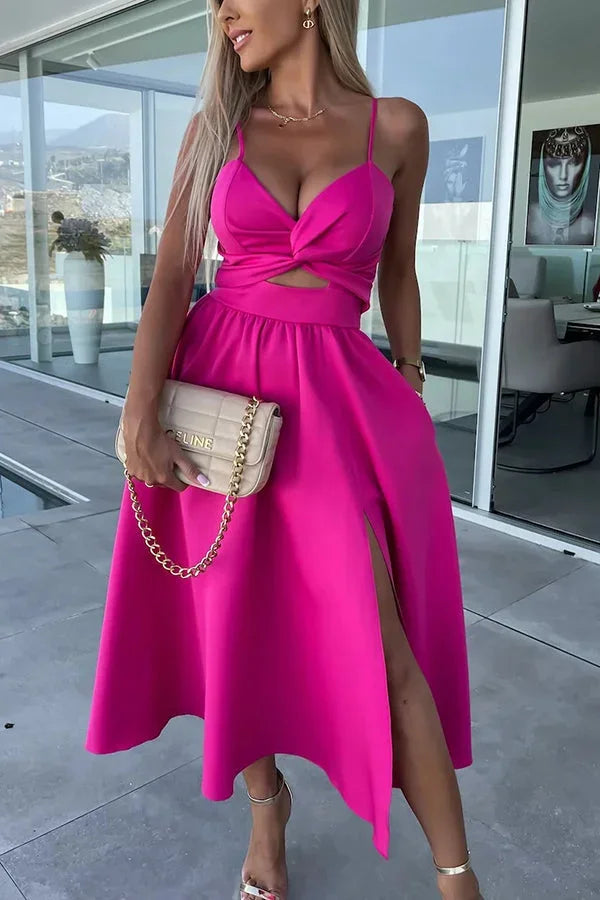 Juliette | Robe Femme Midi Soirée Fente Découpes