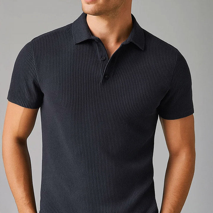 Kevin | Polo Gaufré Homme Gris Manches Courtes