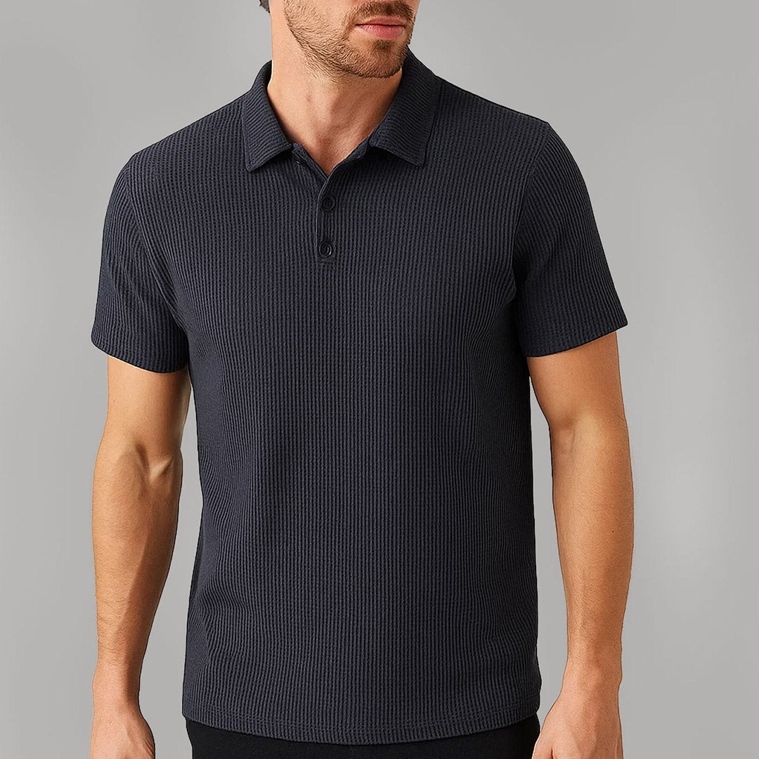 Kevin | Polo Gaufré Homme Gris Manches Courtes