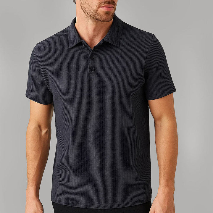 Kevin | Polo Gaufré Homme Gris Manches Courtes