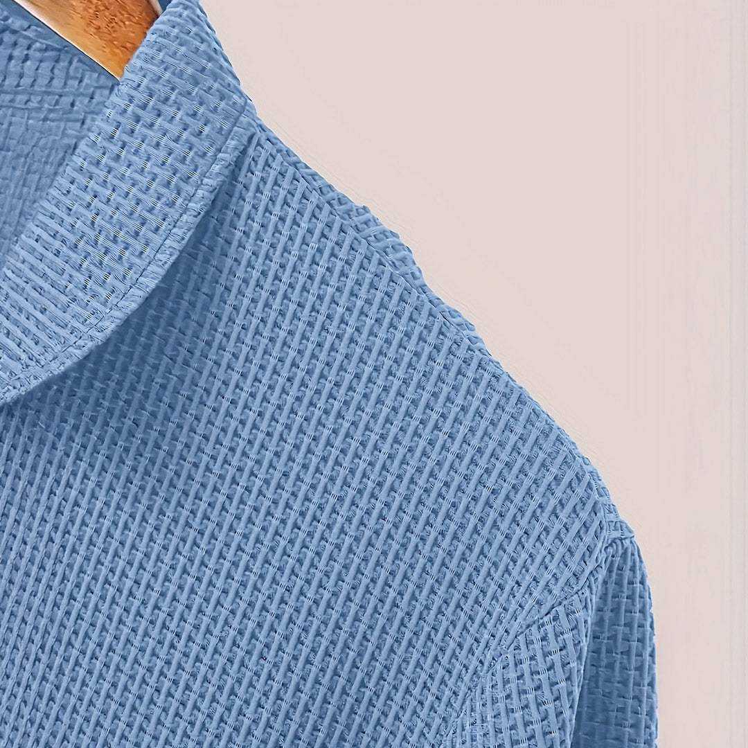 Kevin | Polo Gaufré Homme Gris Manches Courtes