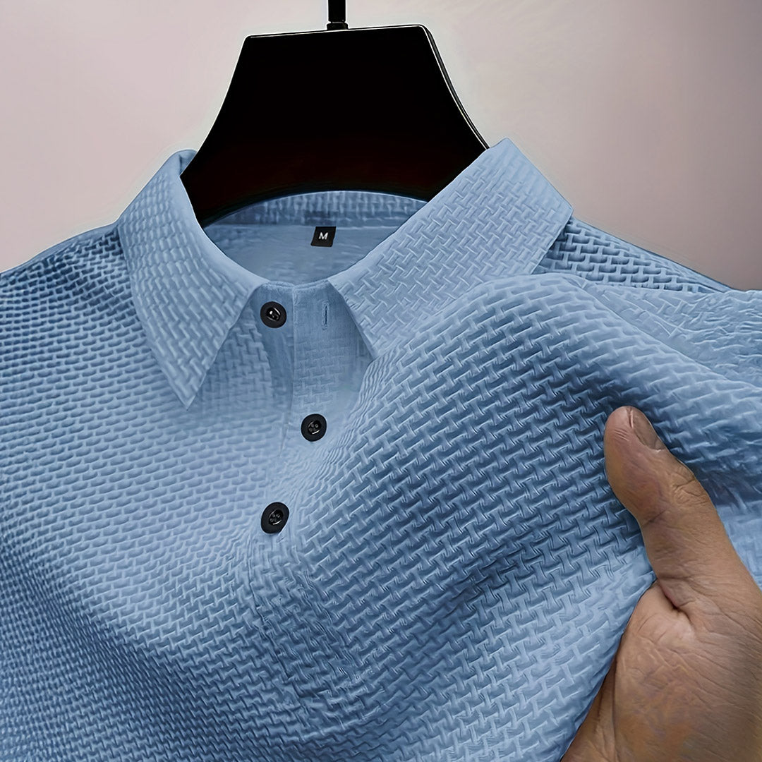 Kevin | Polo Gaufré Homme Gris Manches Courtes