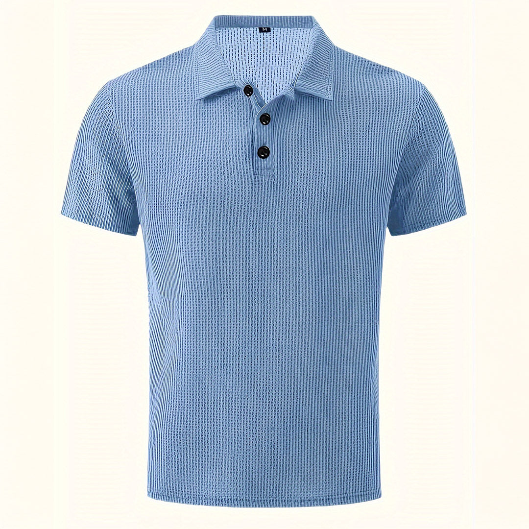 Kevin | Polo Gaufré Homme Gris Manches Courtes
