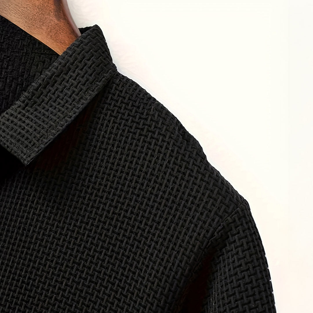 Kevin | Polo Gaufré Homme Gris Manches Courtes
