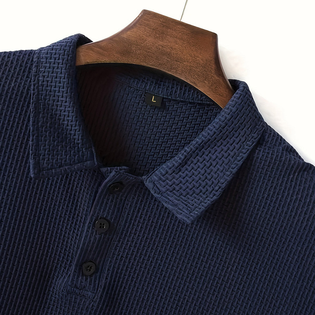 Kevin | Polo Gaufré Homme Gris Manches Courtes