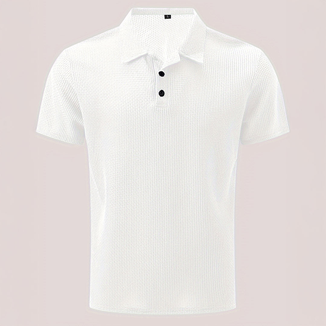 Kevin | Polo Gaufré Homme Gris Manches Courtes