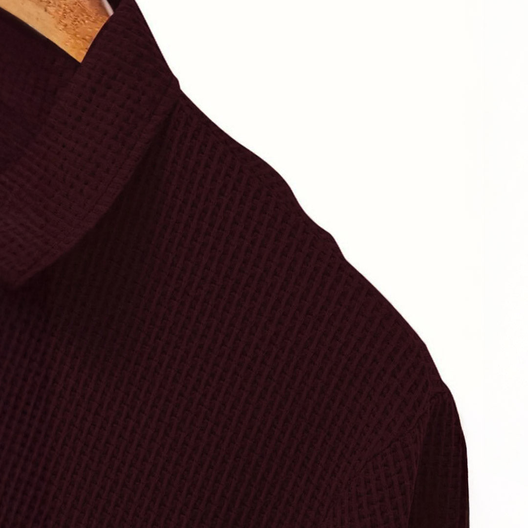 Kevin | Polo Gaufré Homme Gris Manches Courtes