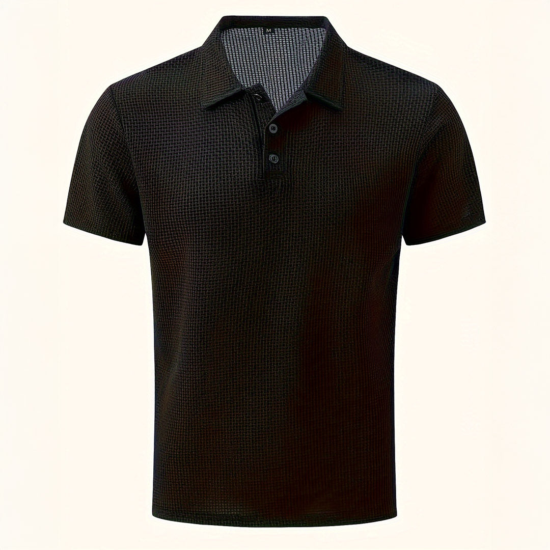 Kevin | Polo Gaufré Homme Gris Manches Courtes
