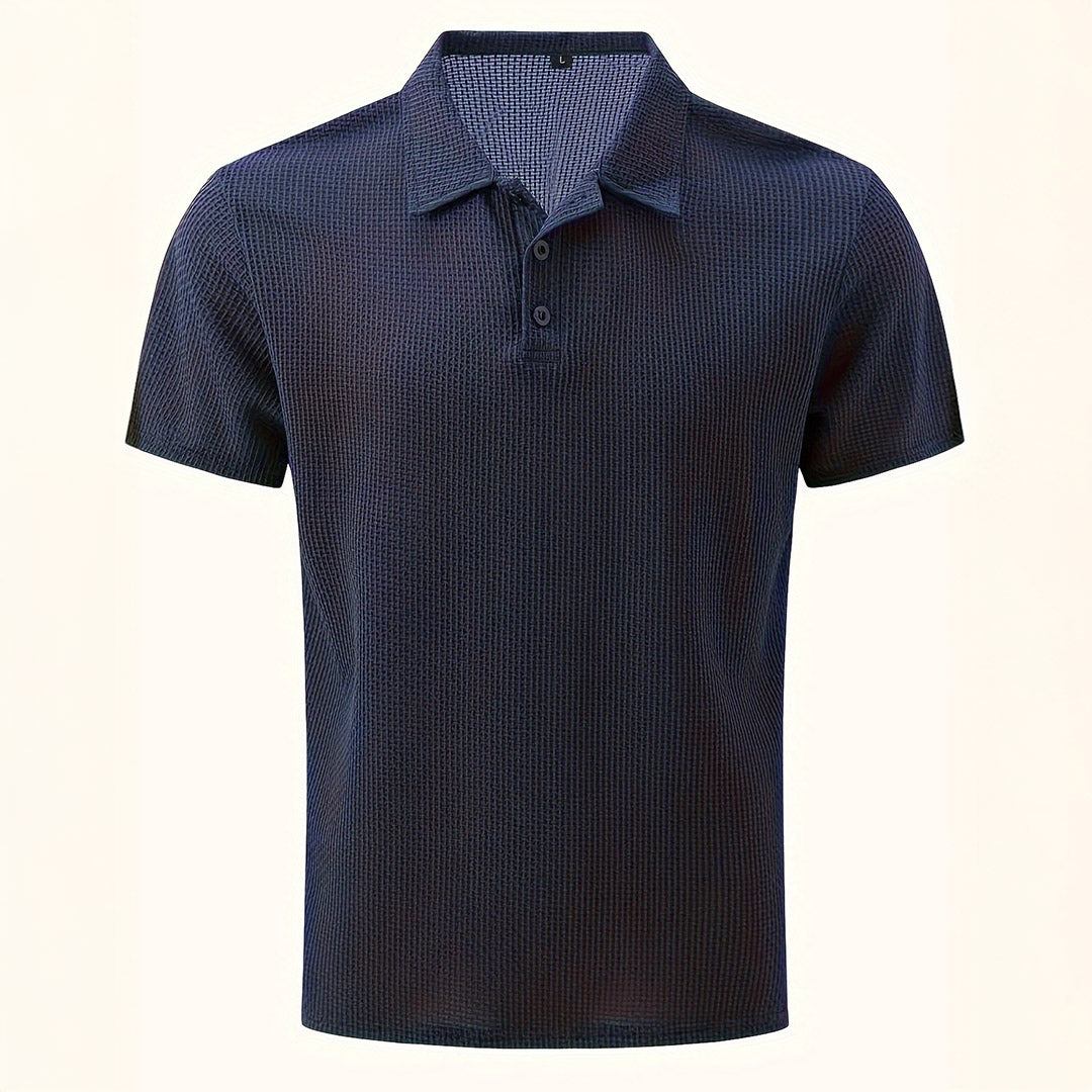 Kevin | Polo Gaufré Homme Gris Manches Courtes