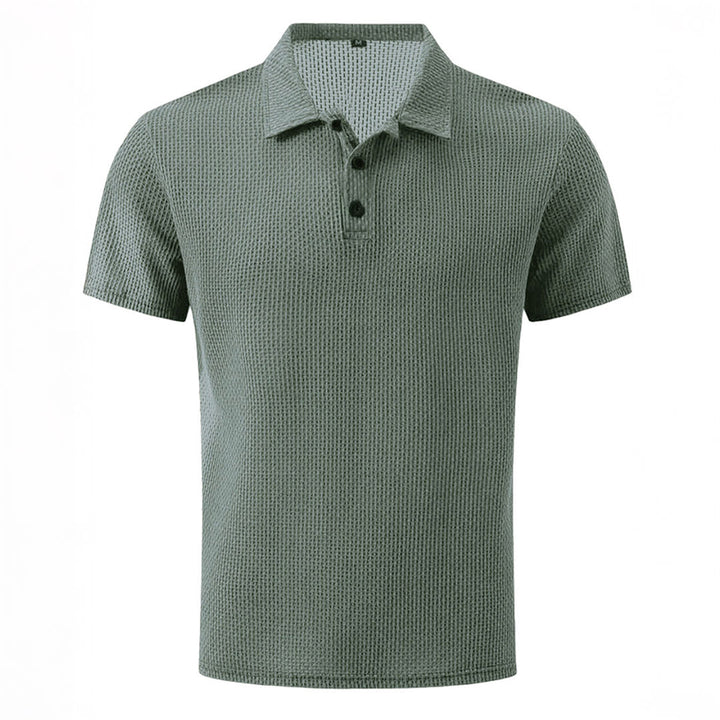 Kevin | Polo Gaufré Homme Gris Manches Courtes