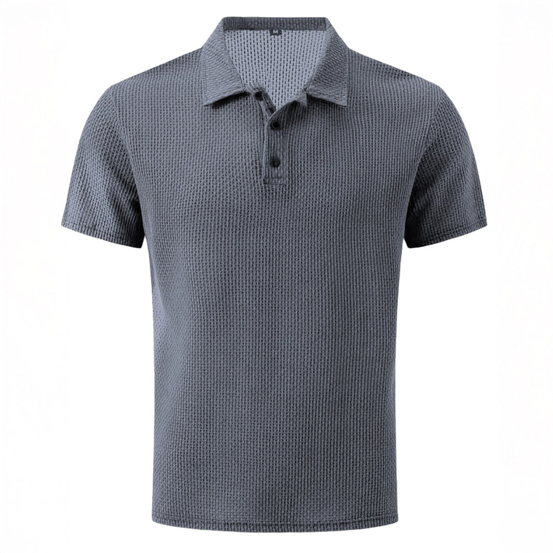 Kevin | Polo Gaufré Homme Gris Manches Courtes