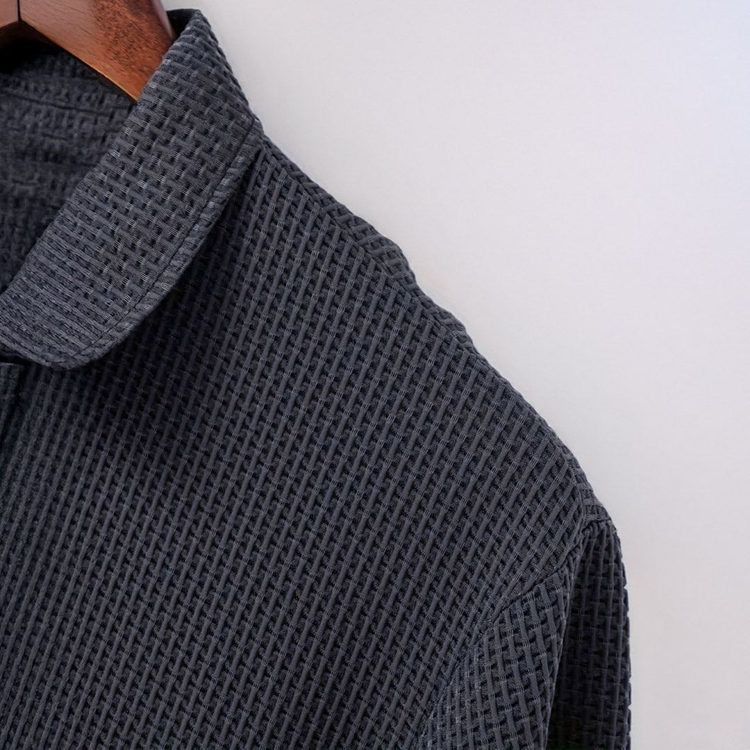 Kevin | Polo Gaufré Homme Gris Manches Courtes