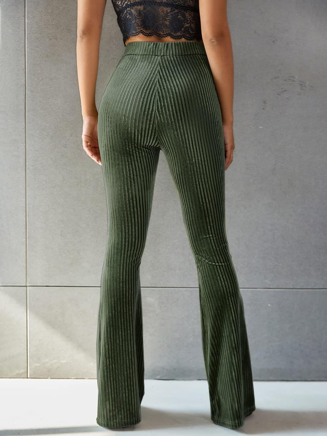Laura | Pantalon Évasé Velours Taille Haute Femme