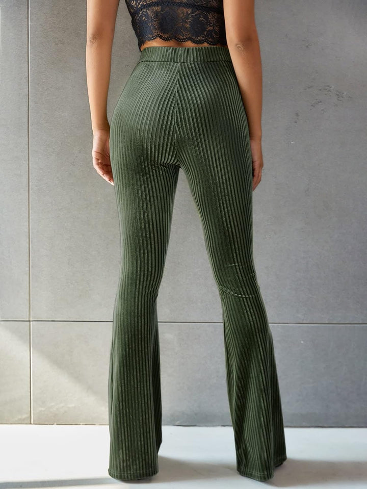 Laura | Pantalon Évasé Velours Taille Haute Femme