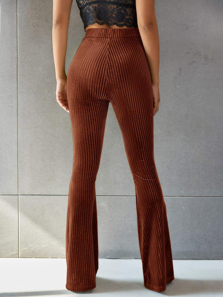Laura | Pantalon Évasé Velours Taille Haute Femme