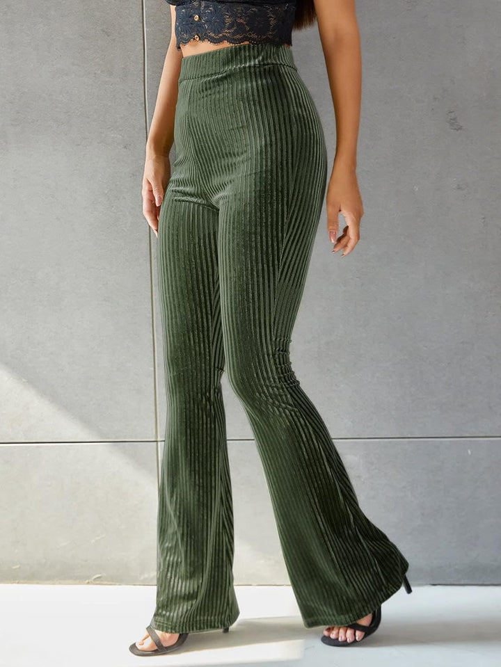 Laura | Pantalon Évasé Velours Taille Haute Femme