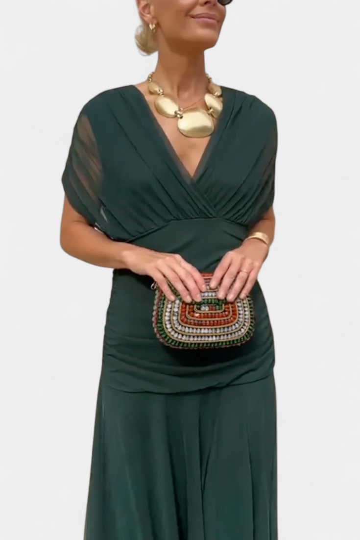 Laura | Robe Midi Fleurie Évasée Épaules Dénudées