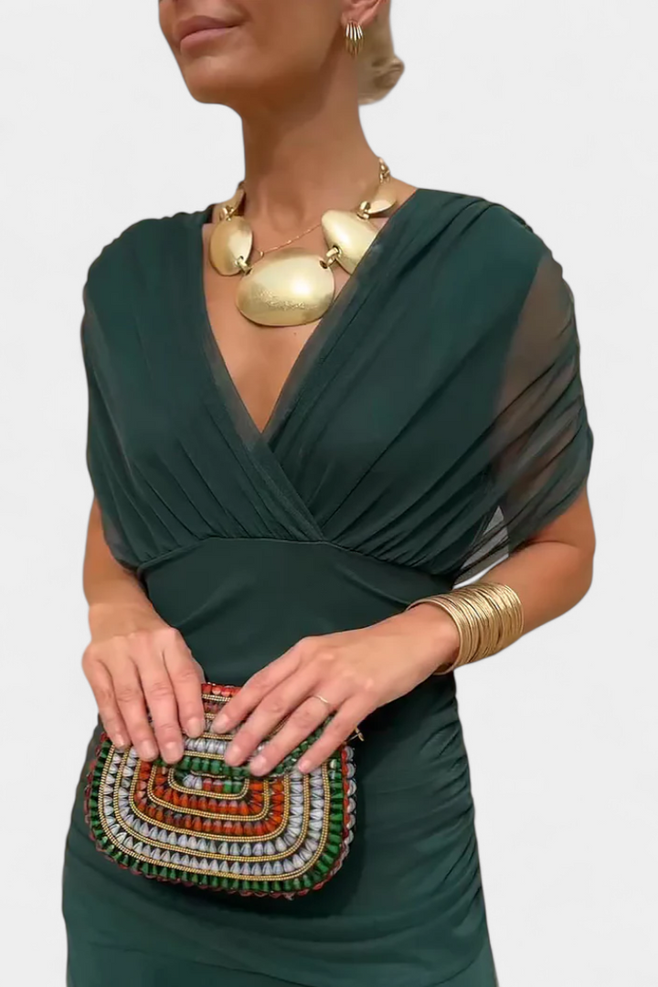 Laura | Robe Midi Fleurie Évasée Épaules Dénudées