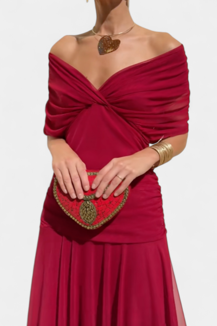 Laura | Robe Midi Fleurie Évasée Épaules Dénudées