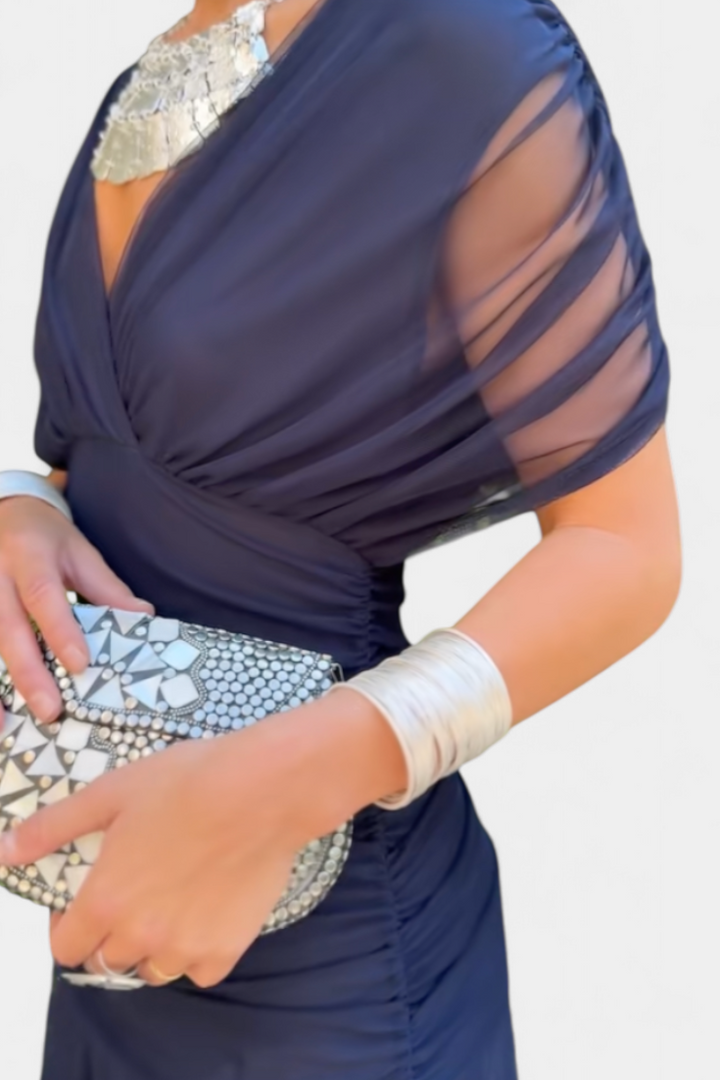 Laura | Robe Midi Fleurie Évasée Épaules Dénudées