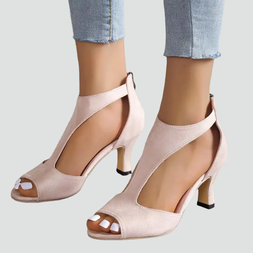 Laura | Sandales Noires à Talon Bloc Bride Cheville Femme