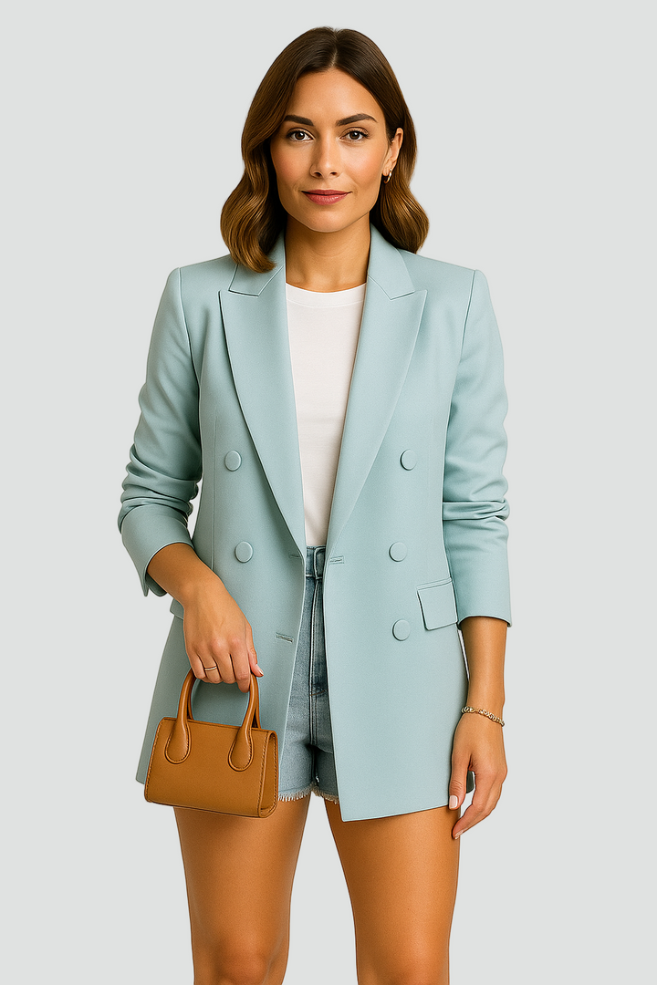 Laure | Blazer Croisé Ample Femme Bleu Clair