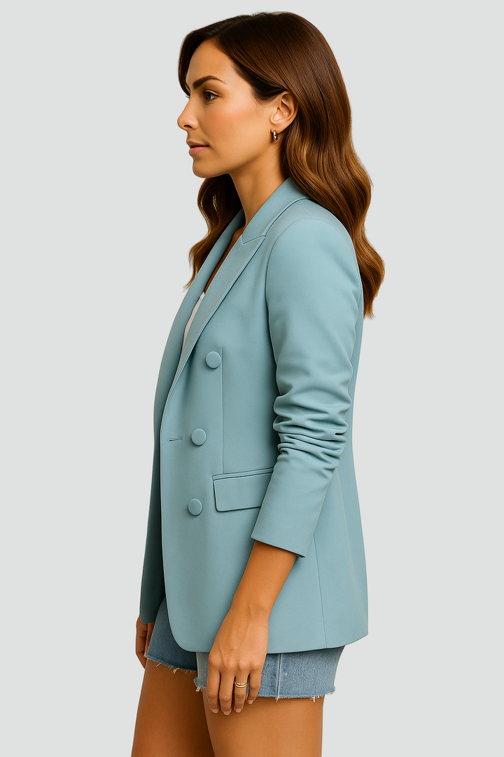 Laure | Blazer Croisé Ample Femme Bleu Clair