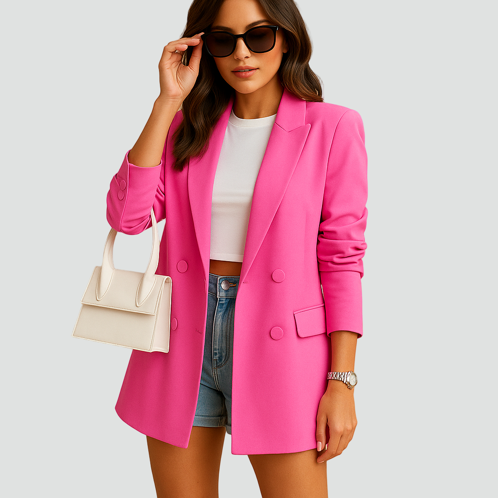 Laure | Blazer Croisé Ample Femme Bleu Clair