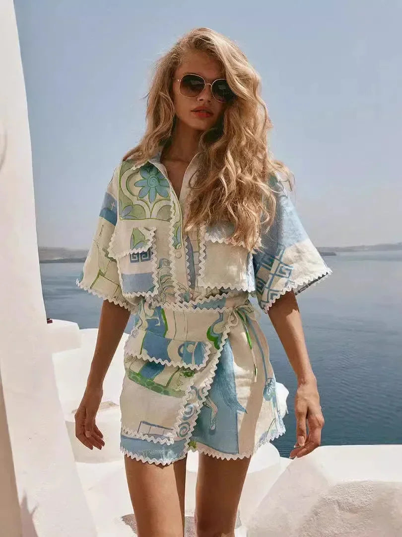 Laure | Ensemble Short Chemise Imprimé Femme
