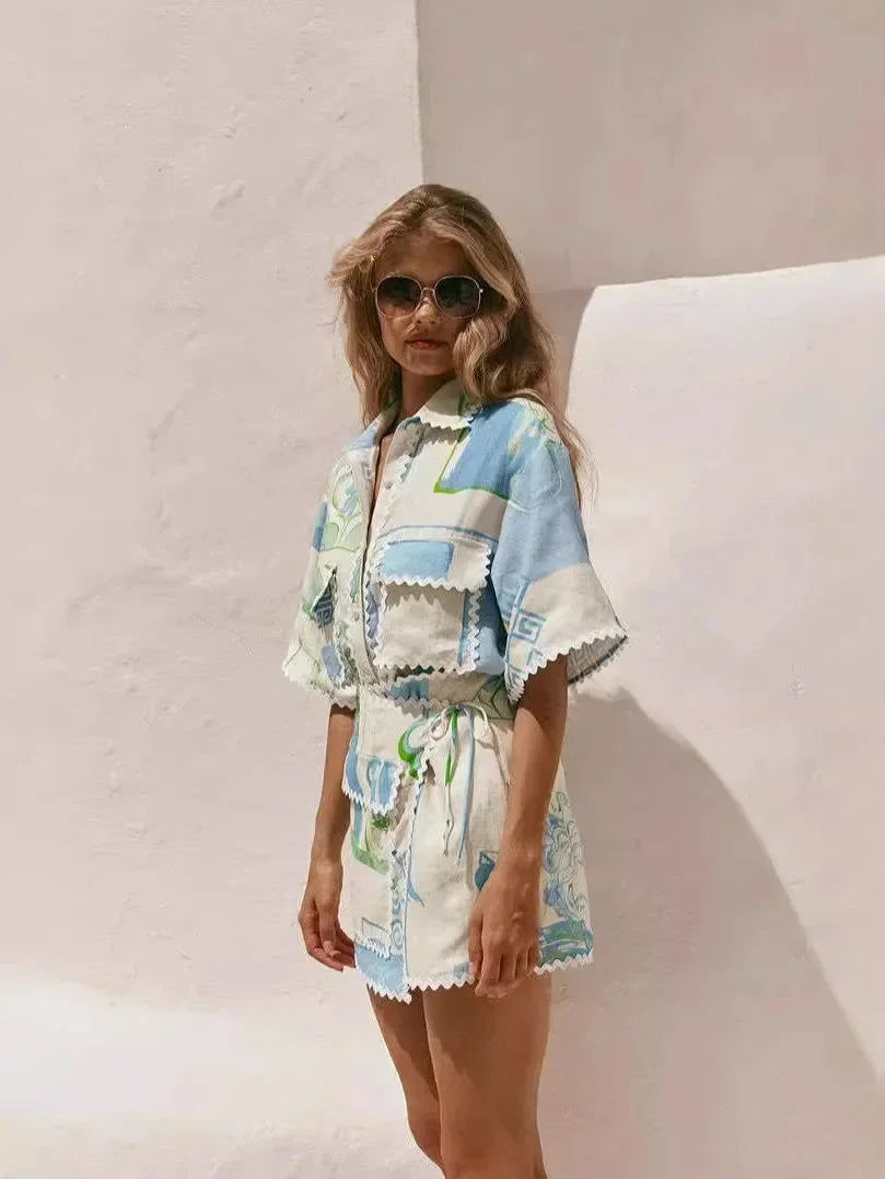 Laure | Ensemble Short Chemise Imprimé Femme
