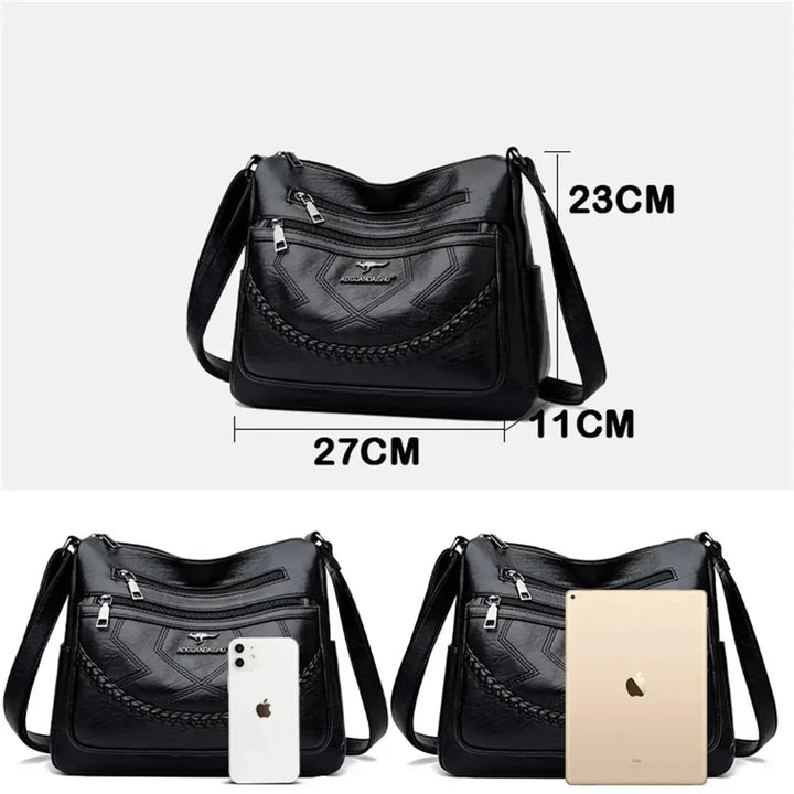 Laure | Sac Bandoulière Cuir Noir Femme Zippé