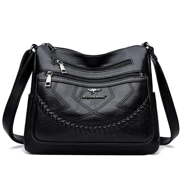 Laure | Sac Bandoulière Cuir Noir Femme Zippé