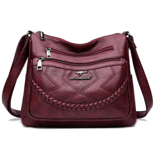 Laure | Sac Bandoulière Cuir Noir Femme Zippé