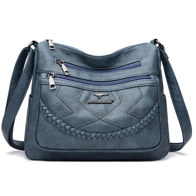 Laure | Sac Bandoulière Cuir Noir Femme Zippé