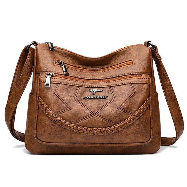 Laure | Sac Bandoulière Cuir Noir Femme Zippé