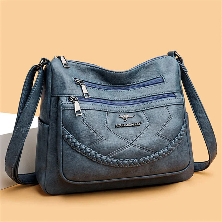 Laure | Sac Bandoulière Cuir Noir Femme Zippé