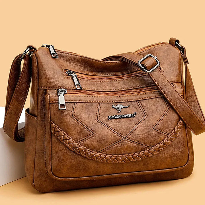 Laure | Sac Bandoulière Cuir Noir Femme Zippé
