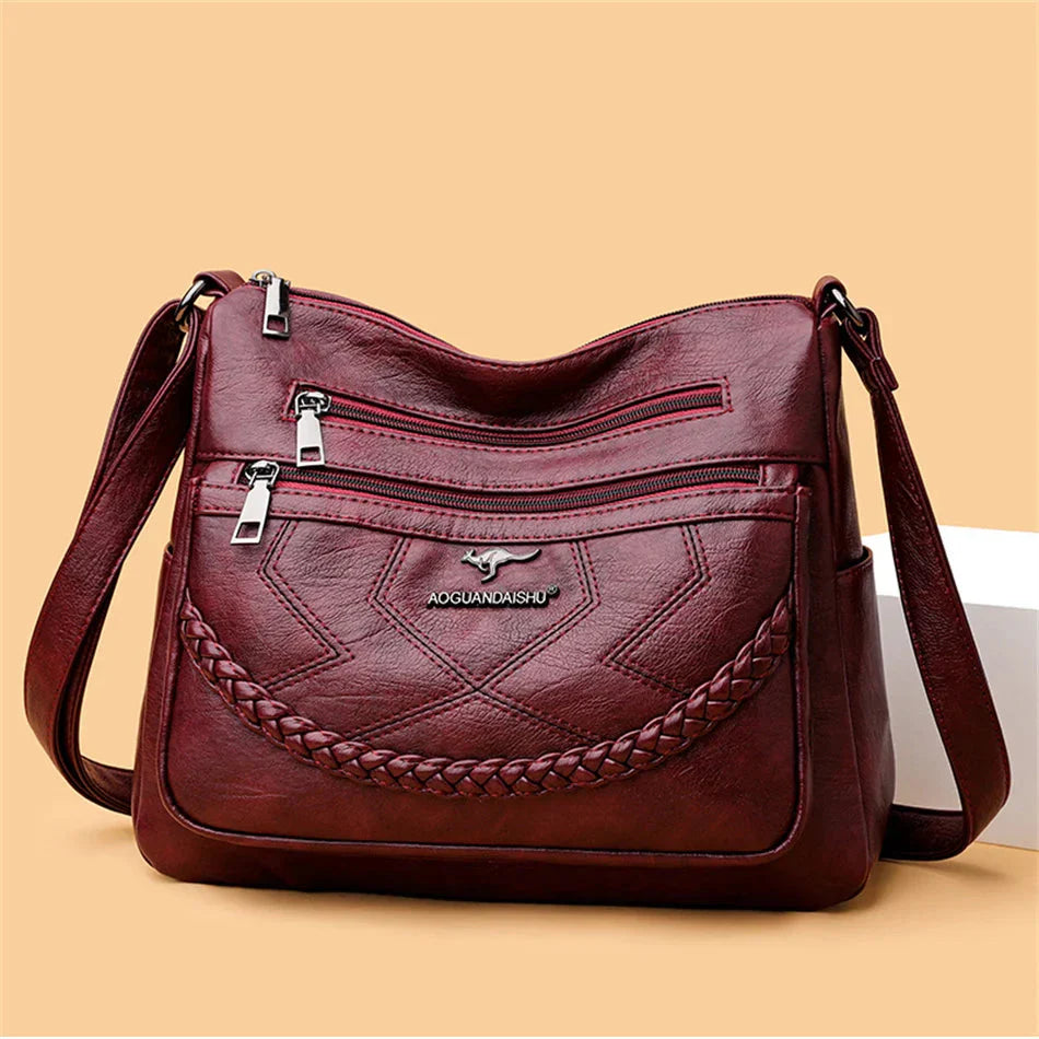 Laure | Sac Bandoulière Cuir Noir Femme Zippé