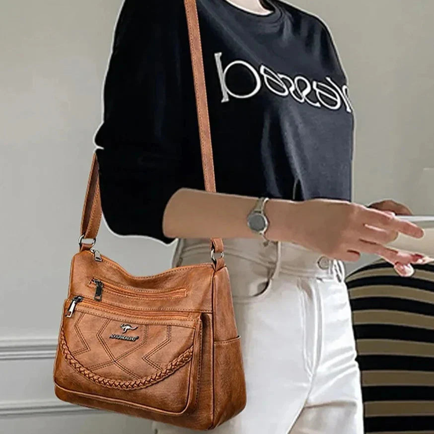 Laure | Sac Bandoulière Cuir Noir Femme Zippé